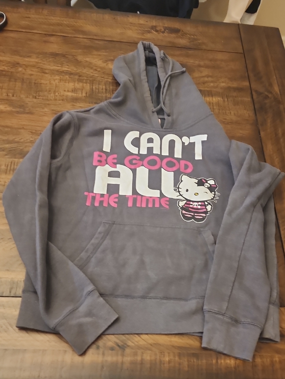 Sanrio Gray Hello Kitty Hoodie with Pink Lettering
